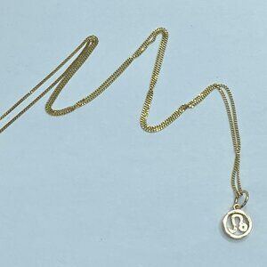 14K Gold Zodiac Leo Pendant Necklace 16" – Minimal Classic Design JR1104